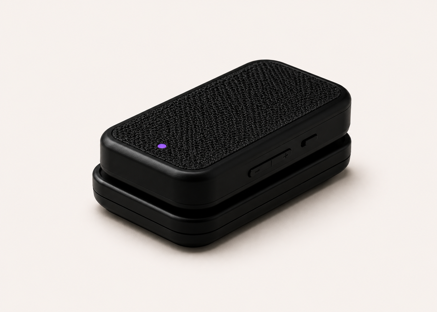 Free Clicker archive module — matte black case with textured top panel